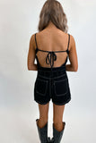 Nicki Zip Stitch Romper Black