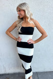 Coco Cream/Black Strapless Dress