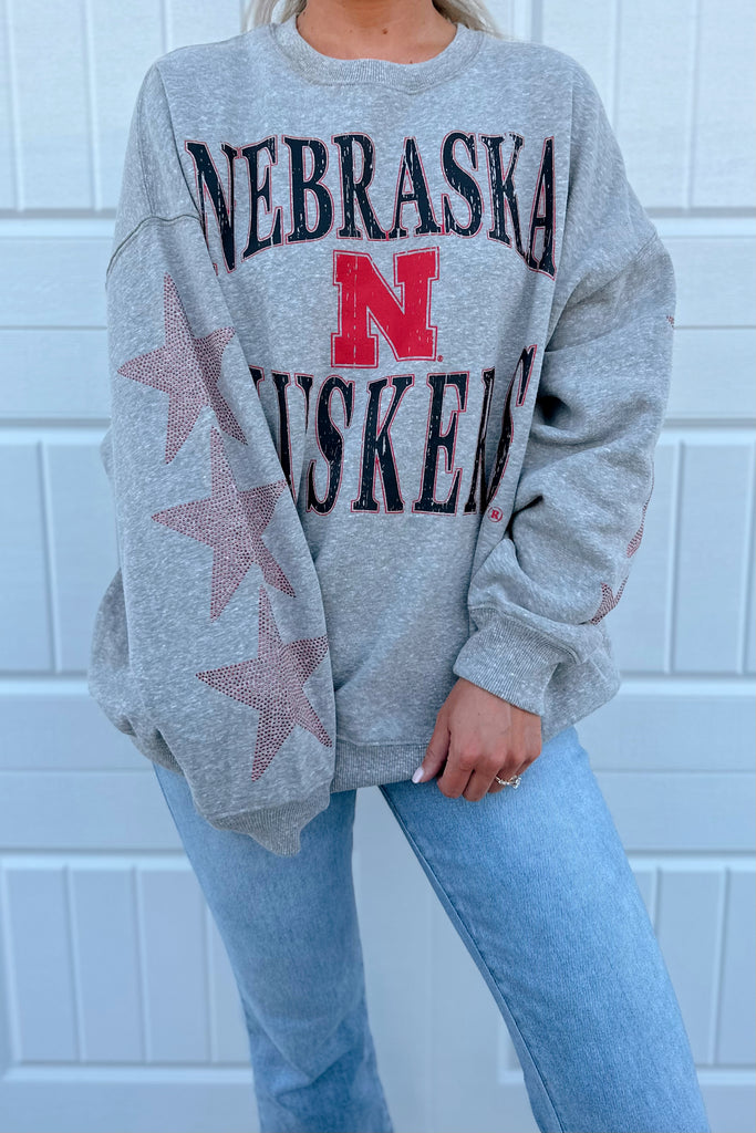 Nebraska Huskers Star Sleeve Crewneck