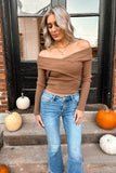 Tara Off Shoulder Sweater Brown