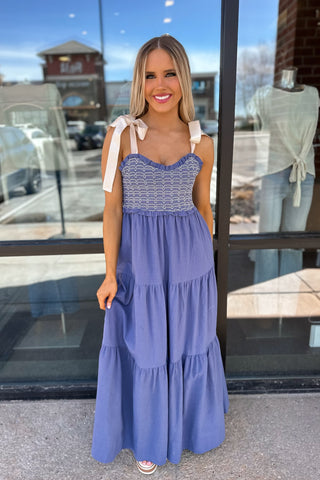 May Tiered Maxi Dress Blue