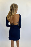 Navy Blue Long Sleeve Mini Dress