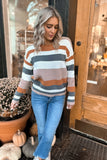 Orange & Grey Stripe Sweater