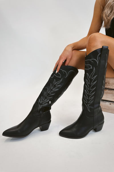 Inlay Western Boot Black