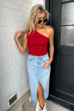 Erica One Shoulder Top Crimson