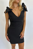 Downtown Bow Sleeve Dress Black