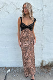 Cheetah & Lace Maxi Dress