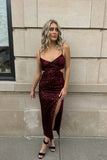 Sequin Cutout Dress Wine