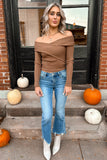 Tara Off Shoulder Sweater Brown