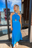 Ocean Breeze Halter Pleated Dress