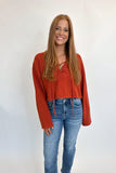 Rust Lace Up Sweater