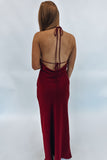 Berry Red Satin Maxi Dress