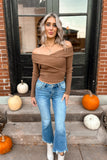 Tara Off Shoulder Sweater Brown