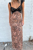 Cheetah & Lace Maxi Dress