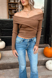 Tara Off Shoulder Sweater Brown