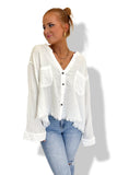 Fall Button Down Top White