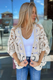 Cotton Swirl Crochet Cardigan Beige