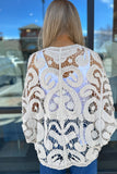 Cotton Swirl Crochet Cardigan Beige