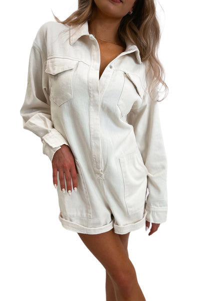 Cream Cargo Romper