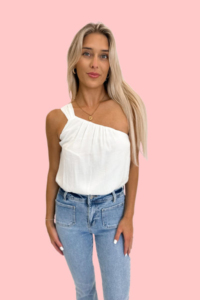 Marisol One Shoulder Top White- FINAL SALE