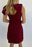 Downtown Bow Sleeve Dress Burgundy