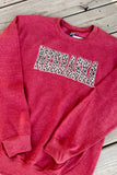 Nebraska Leopard  Crewneck Red