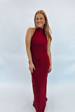 Berry Red Satin Maxi Dress