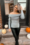 Charcoal Off Shoulder Sweater