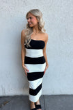 Coco Cream/Black Strapless Dress