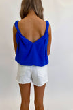 Twist Shoulder Tank Blue- FINAL SALE