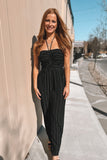 Iris Halter Jumpsuit Black Stripe