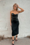 Rebel Leather Maxi Dress Black