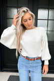 White Balloon Sleeve Sweater