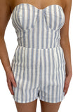 Olivia Stripe Romper White/Blue