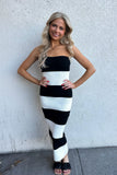 Coco Cream/Black Strapless Dress