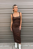 Leather Midi Dress Espresso