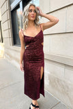 Sequin Cutout Dress Wine