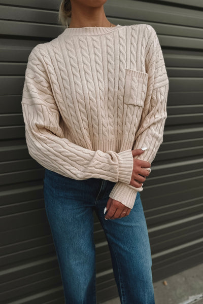 Cider Cable Knit Sweater Beige