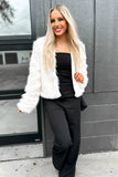 Brielle Crop Fur Coat White