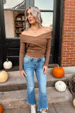 Tara Off Shoulder Sweater Brown