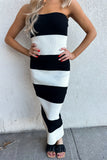 Coco Cream/Black Strapless Dress