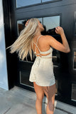 Giselle Open Back Romper Beige