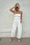 Free People Barrel Jumpsuit White