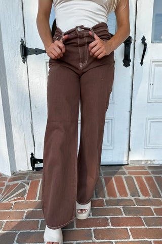 Walnut Retro Wide Pants- FINAL SALE