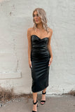 Rebel Leather Maxi Dress Black