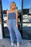 Teagan Smocked Denim Jumpsuit