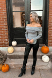 Charcoal Off Shoulder Sweater