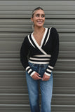 Coley Knit Stripe Sweater Black & Cream