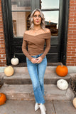 Tara Off Shoulder Sweater Brown