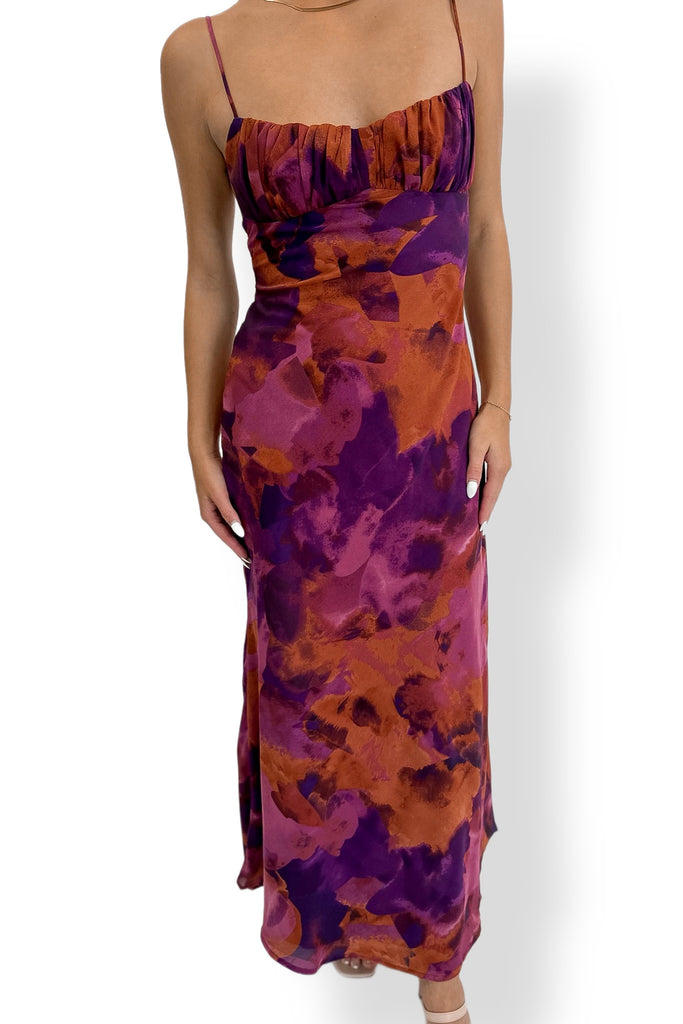 Fall Hues Maxi Dress Orange & Purple